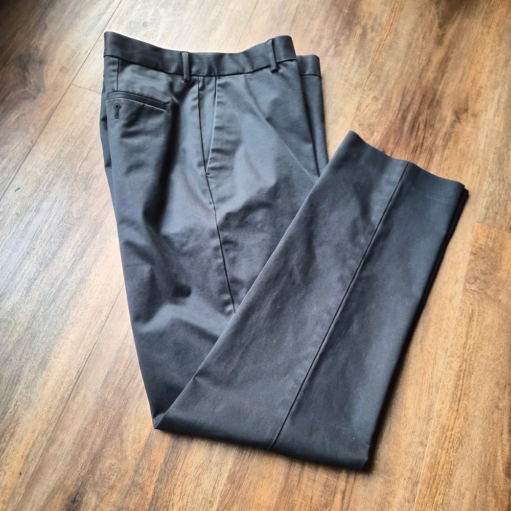 Charles Tyrwhitt‎ Mens Navy Blue Flat Front Chino Pants Cotton Twill Trousers